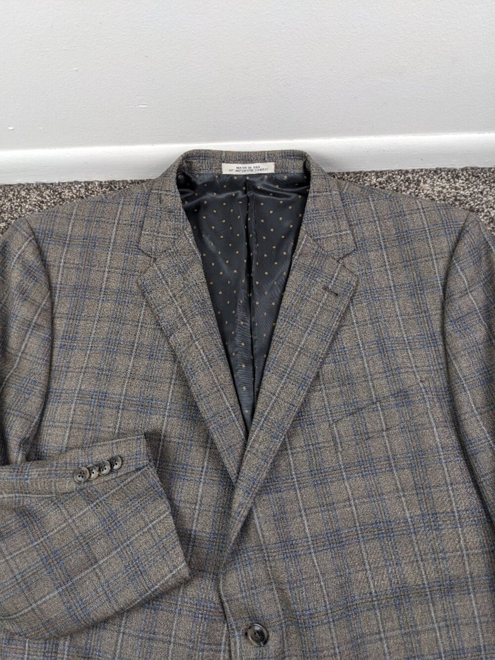 NWOT Bespoke Joseph Abboud 50S Sport Coat Italian Wool Windowpane Plaid Blue